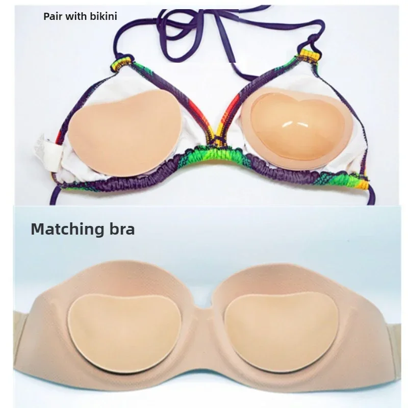 Super Sticky Bikini Invisible Silicone Breast Patch Wedding Dress Bra Self-adhesive Mat Flat Chest Thickening Push-up Chest Pad