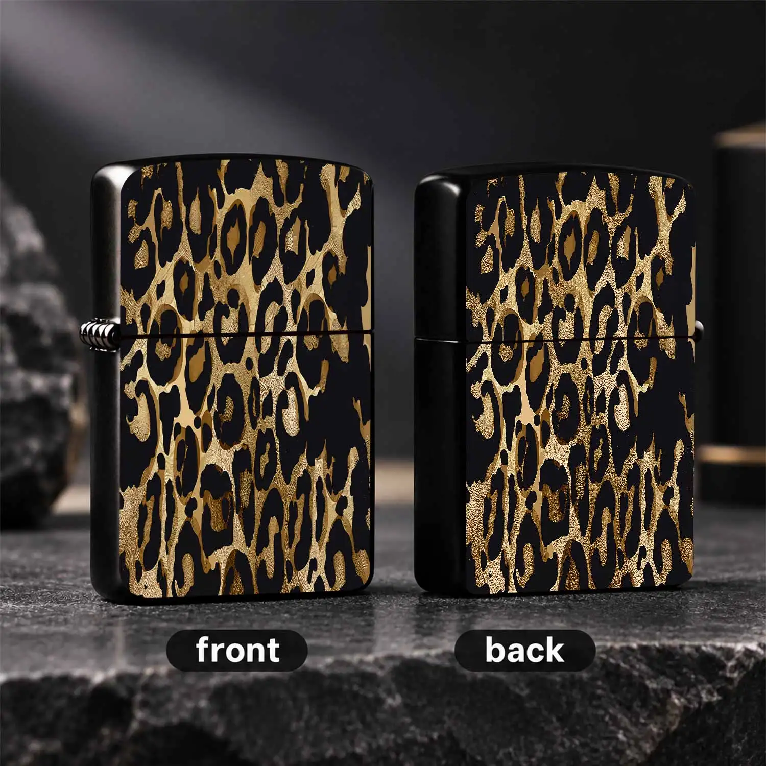 Stylish Black Gold Leopard Print Lighter, Exquisite Foil Crafted Trendy Accessory, Portable Decorative Item Suitable For Daily Use, Dating, Gathering And Various Scenarios, Ideal Practical Gift For Yourself And Your Fri A Humorous And Inter