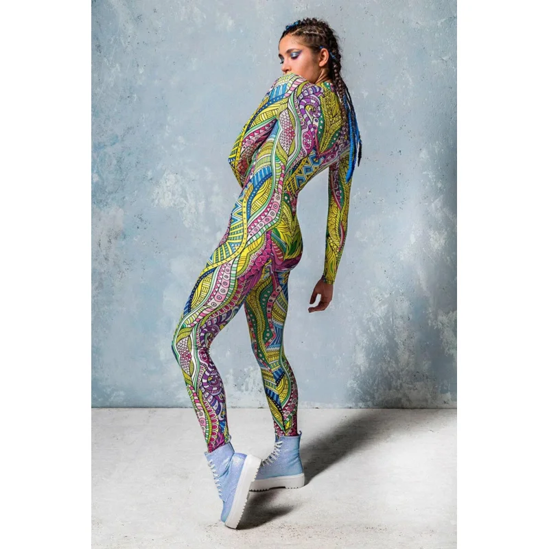 Cosplay Costume Female Woman Sexy Suit Color Element Blue Muscle Halloween Bodysuit Adults High-waisted Sports Jumpsuit