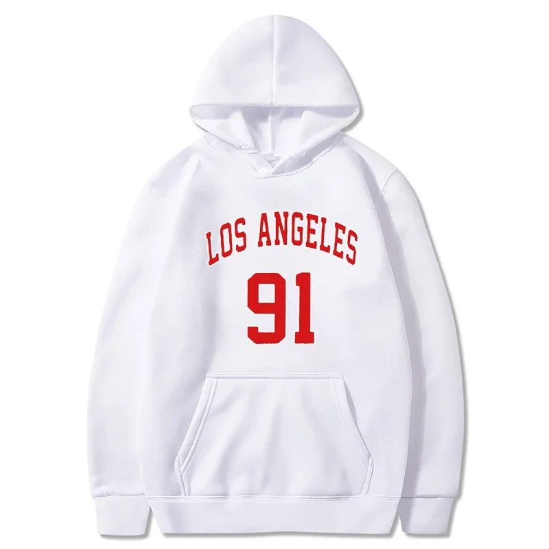 

Men's And Women's Long Sleeves Los Angeles 91 Team Uniform Print Hoodies Man Oversize Autumn Winter Fleece Hoody Streetwear Trac