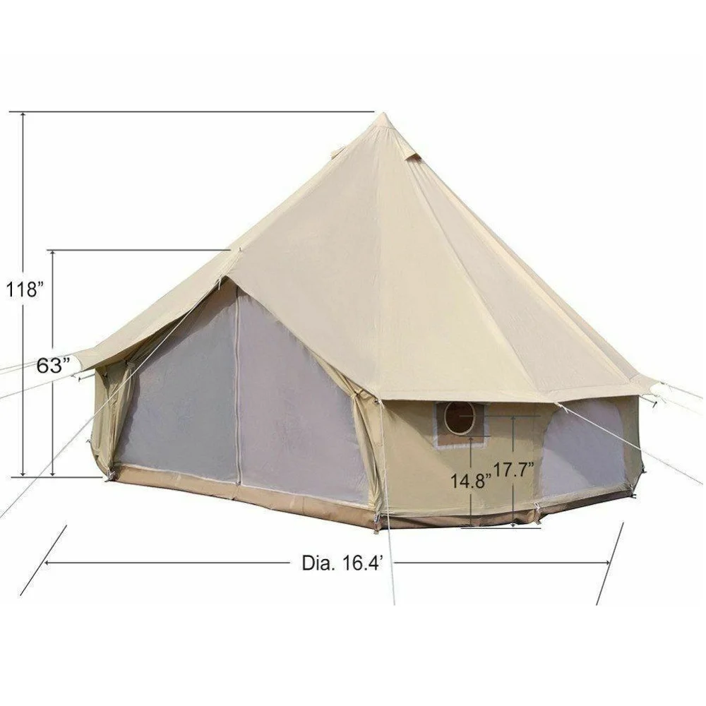 

Luxury Family Camping Camping Indian Tent Oxford Pure Cotton Fabric Bell Tent for Sale