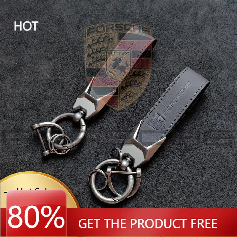 

Porsche Car Sticker Leather Car Keychain Key Ring Pendant Buckle Gift For Porsche Cayenne Cayman Panamera Macan 911 718 Taycan B