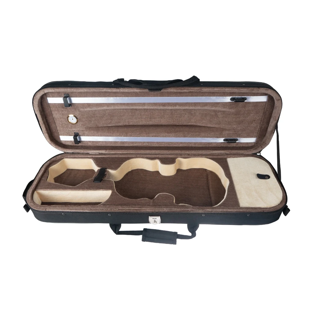 Rectangular Violin Case 4/4 3/4 1/2 1/4 with Hygrometer Black Oxford Built-In High Quality Violin Case