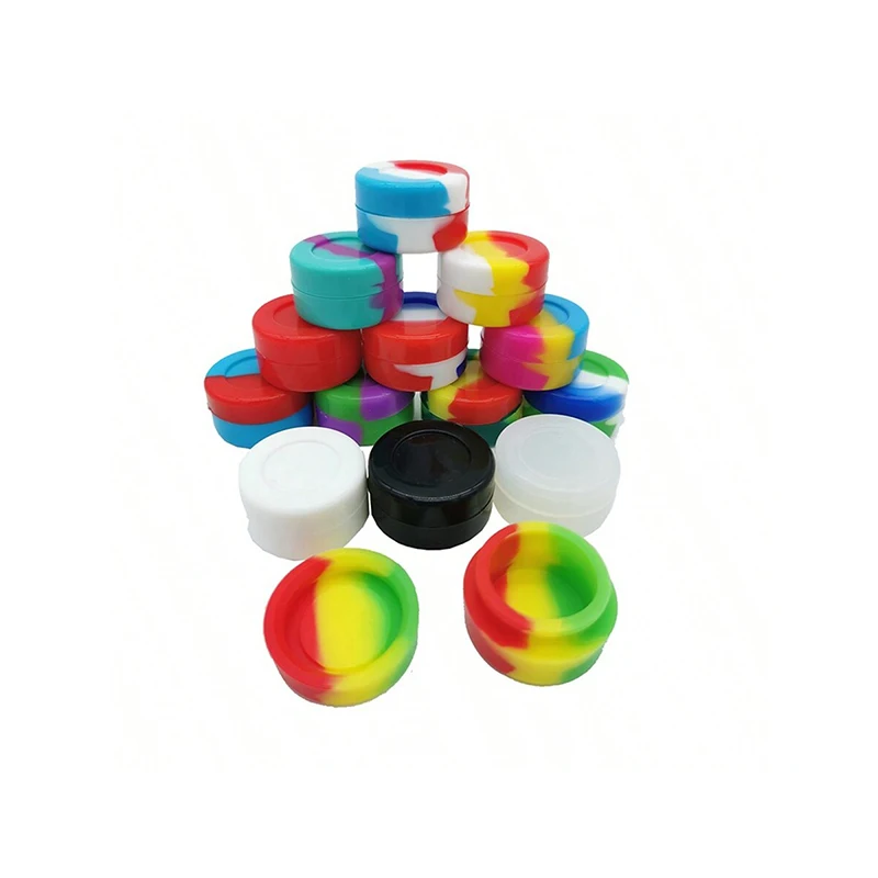 5/10pcs 3ML Nonstick Silicone Container Jar Oil Wax Storage Box Travel Face Cream Jar Liquid Cosmetic Ointment Container