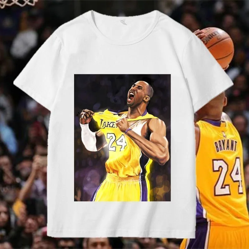 Commemorate Bryant Basketball T-shirt Vintage Basketball Star Finals Championship LA Mamba No.24 Tee Retro Fan Top Basketball