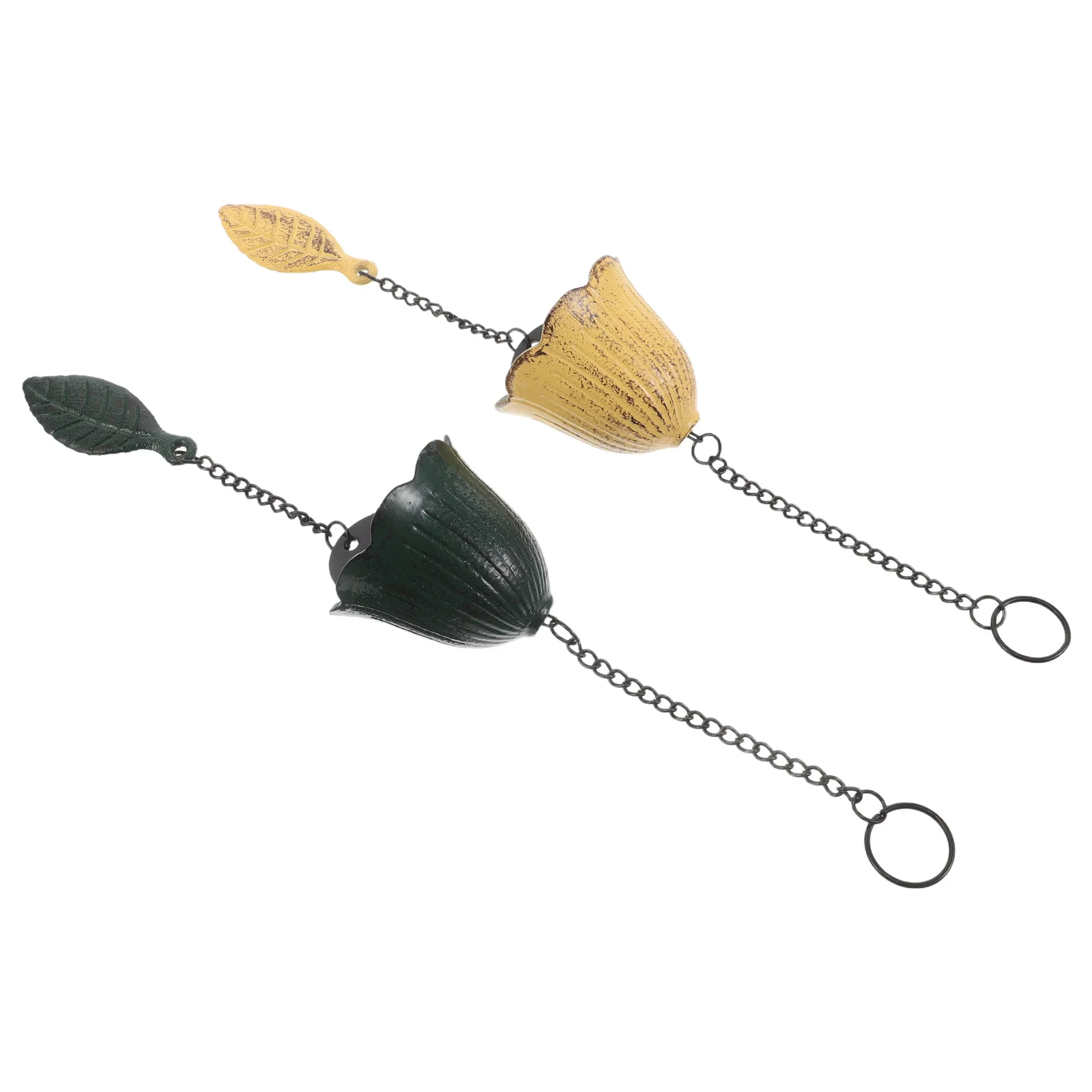 

2pcs Japanese Cast Iron Wind Chimes Retro Leaf Design Hanging Outdoor Decor For Garden Patio Balcony Temple Door Chime Good Luck