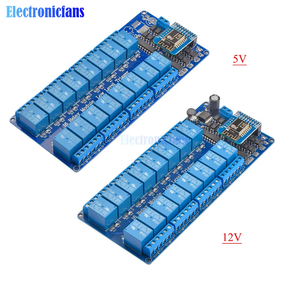 

DC 5V 12V Wifi Relay Module 16 Channel Onboard ESP8266WIFI Relay Shield Development Board WiFi Control Relay Switch Module