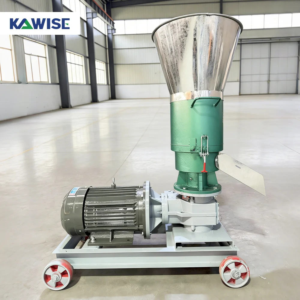 AIROW New Kawise Versatile Electric Pellet Machine with Wheels for High Quality Feed & Fuel Pellets 200-250kg/h Capacity