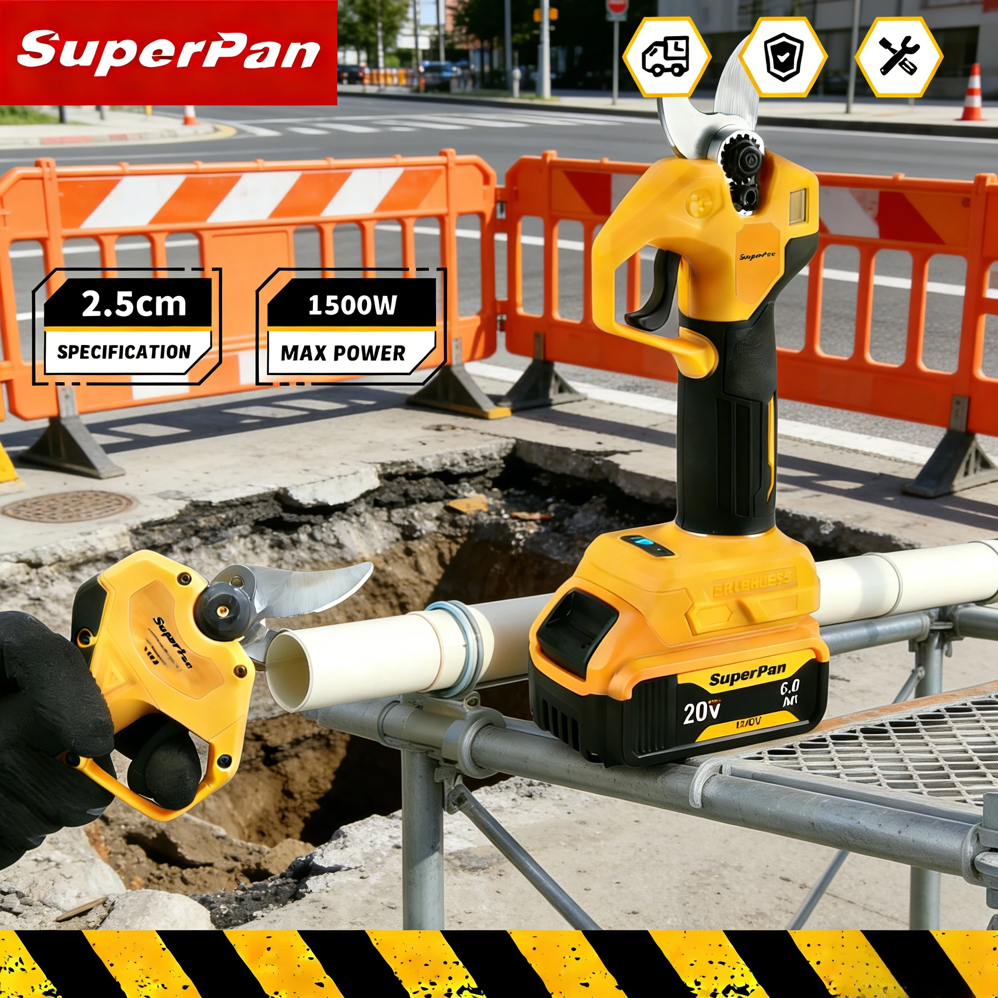 

Электрические секаторы SuperPan Vineyard с быстрой зарядкой, двойным напряжением, бесщеточные, 4 режима, долговечные, для аккумулятора Dewalt 20V