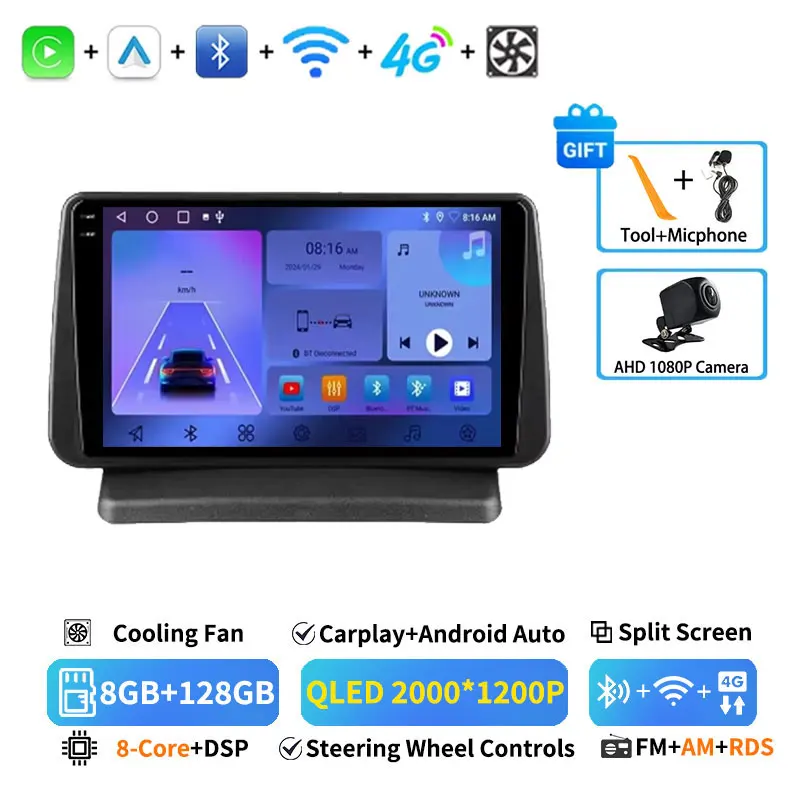 Draadloze Carplay Android 15 voor Nissan Note E11 2005 - 2013 Stereo 360 Camera Autoradio BT GPS WIFI 4G LTE DSP Videospeler RDS