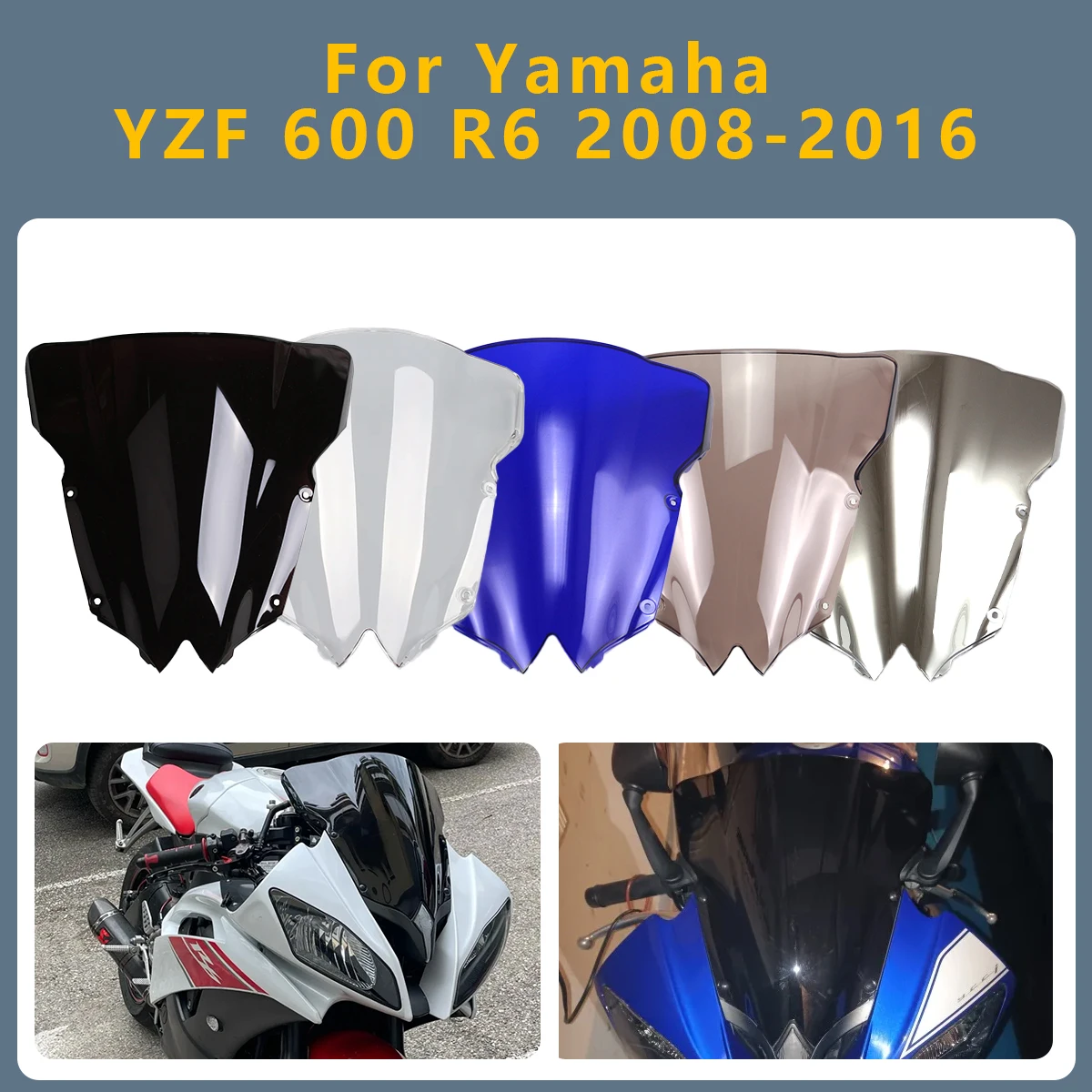 

Motorcycle Windshield Windscreen Motorcycl Screen For Yamaha YZF R6 600 YZF-600 2016 2015 2014 2008-2013 YZF-R6 YZF600 YZFR6