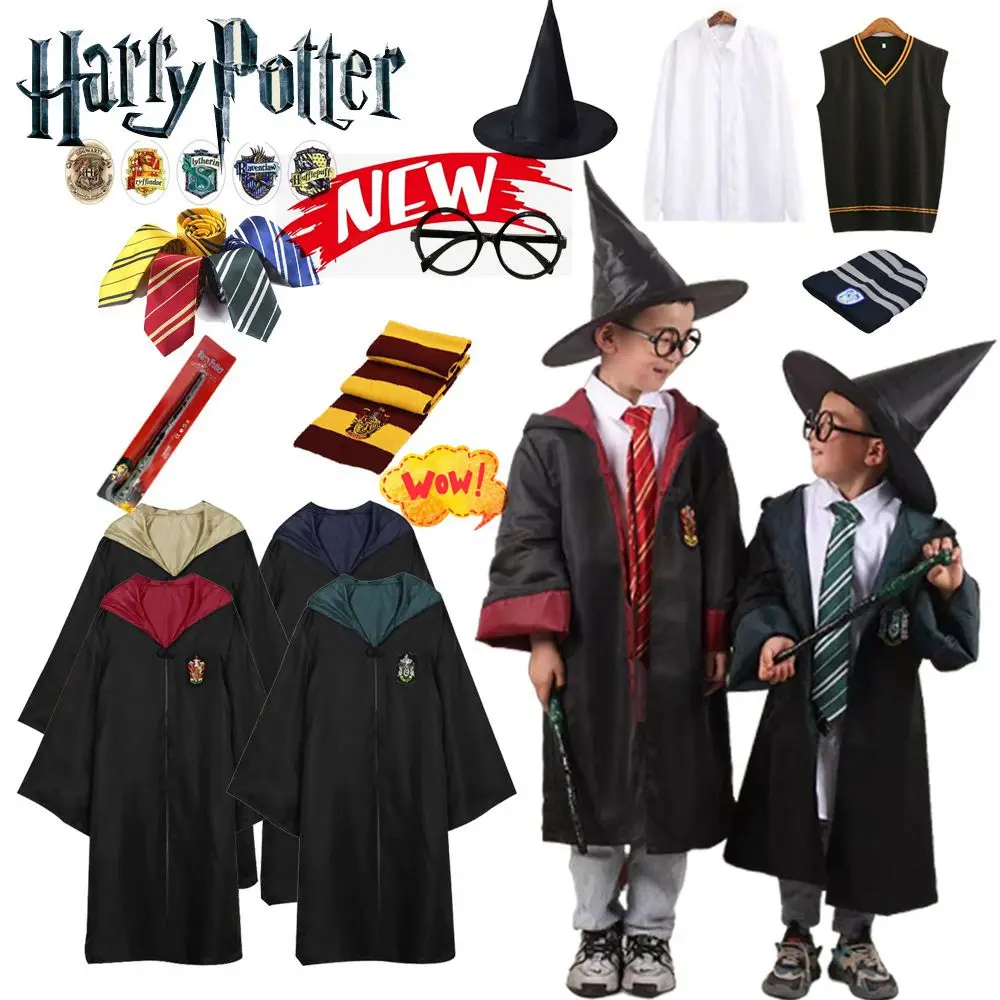 Harryy Potter Cosplay disfraz bata capa corbata bufanda varita gafas vestido falda suéter Halloween Navidad Hermione Granger disfraz