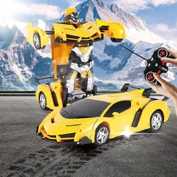 Mini 2 In 1 Car Toys RC Car Robot Transformation Car Automatic Transformation Robot Model Racing Car Boys Gifts Children Toy