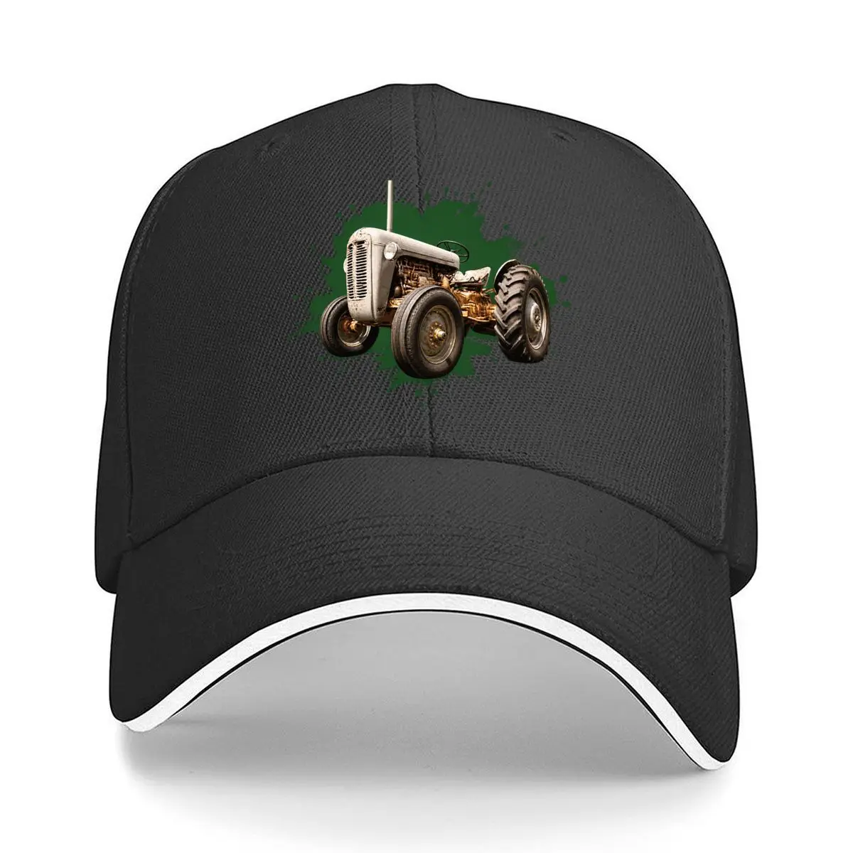 Ferguson Tractor Vintage Farming Heritage Green Paint Splash Design Sandwich Baseball Cap Outdoor Workouts Sun Hat