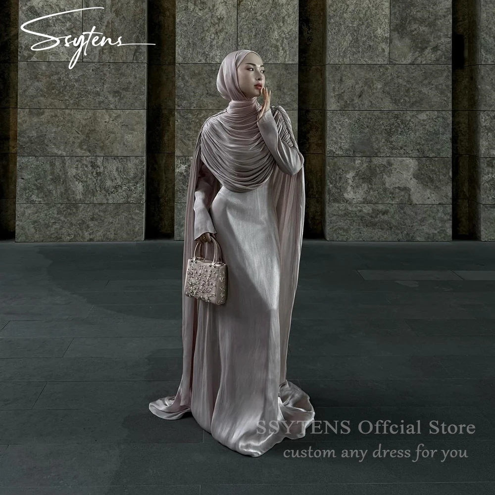 

SSYTENS Graceful Mermaid Evening Dresses Cape Sleeves Pleats Long Prom Dress Muslim Wedding Party Dresses Women 2026 Customized