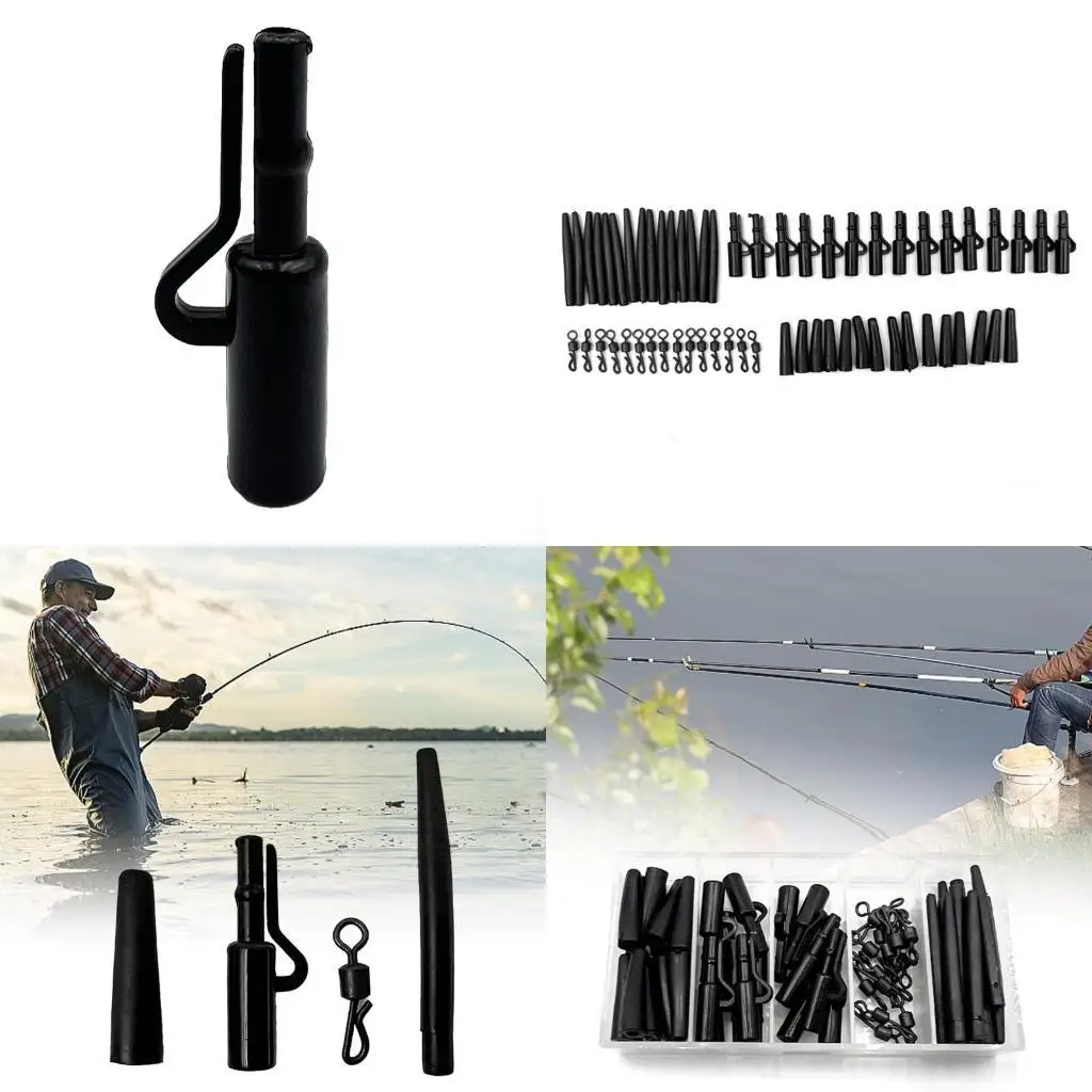

Y1UC 60Pcs Anti Tangles Sleeve Stopper Tail Carp Terminals Carp Fishing Tackle Set