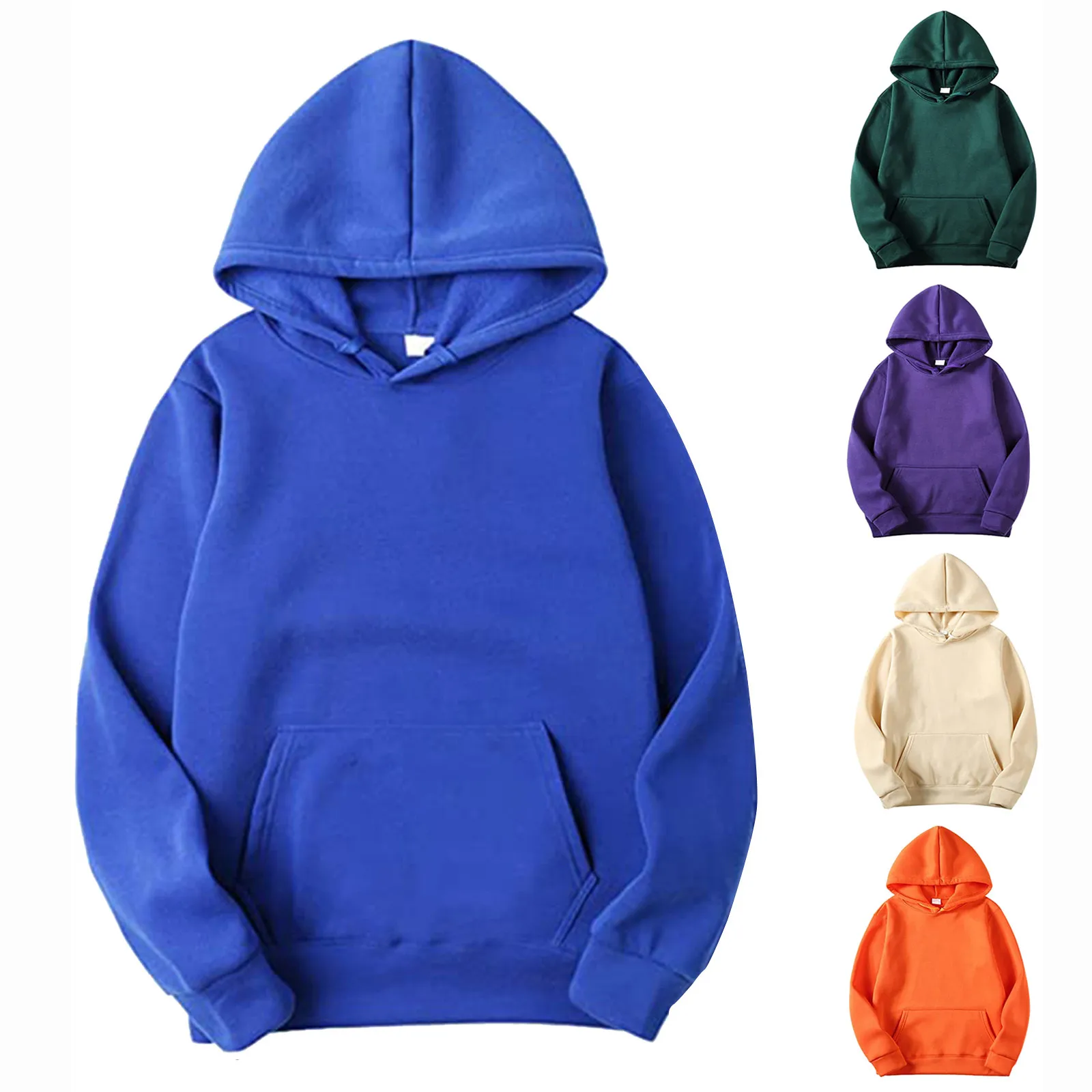 Autumn Winter Fashion Casual Hoodie Basic Pullover Sweatshirts Loose Top Women Solid Color Hoodies Oversize Blue Sweatshirt Tops