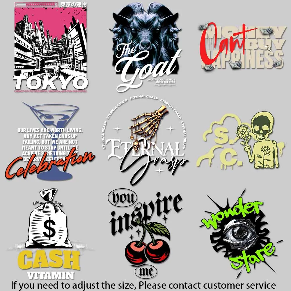 Vintage Rock & Punk Rebel Gothic Dark Multi-Design Iron On Patches for DIY Apparel Decor Quick - drying Heat Transfer