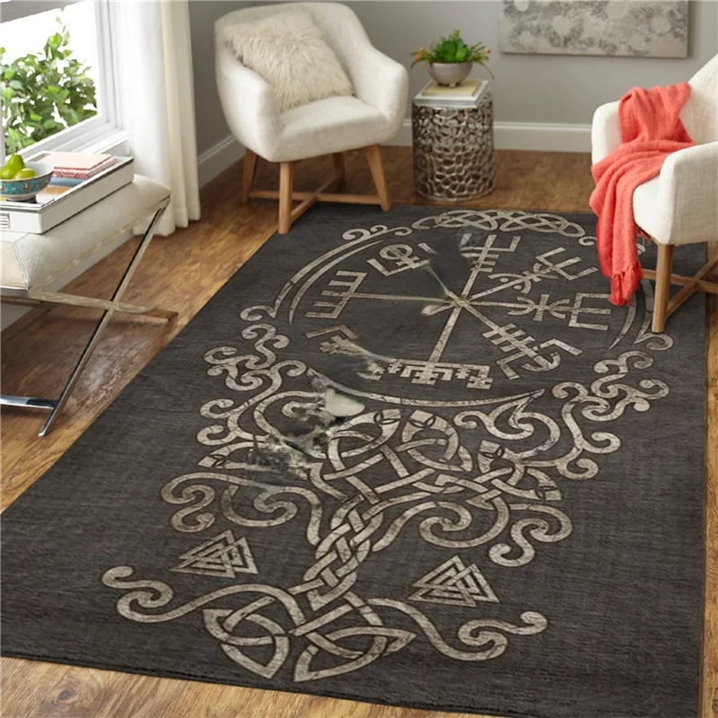 3D Viking Pattern Carpet Area Rugs Graphic Square Anti-slip Large Carpets Living Room Home Decoration Children Bedroom Carpet