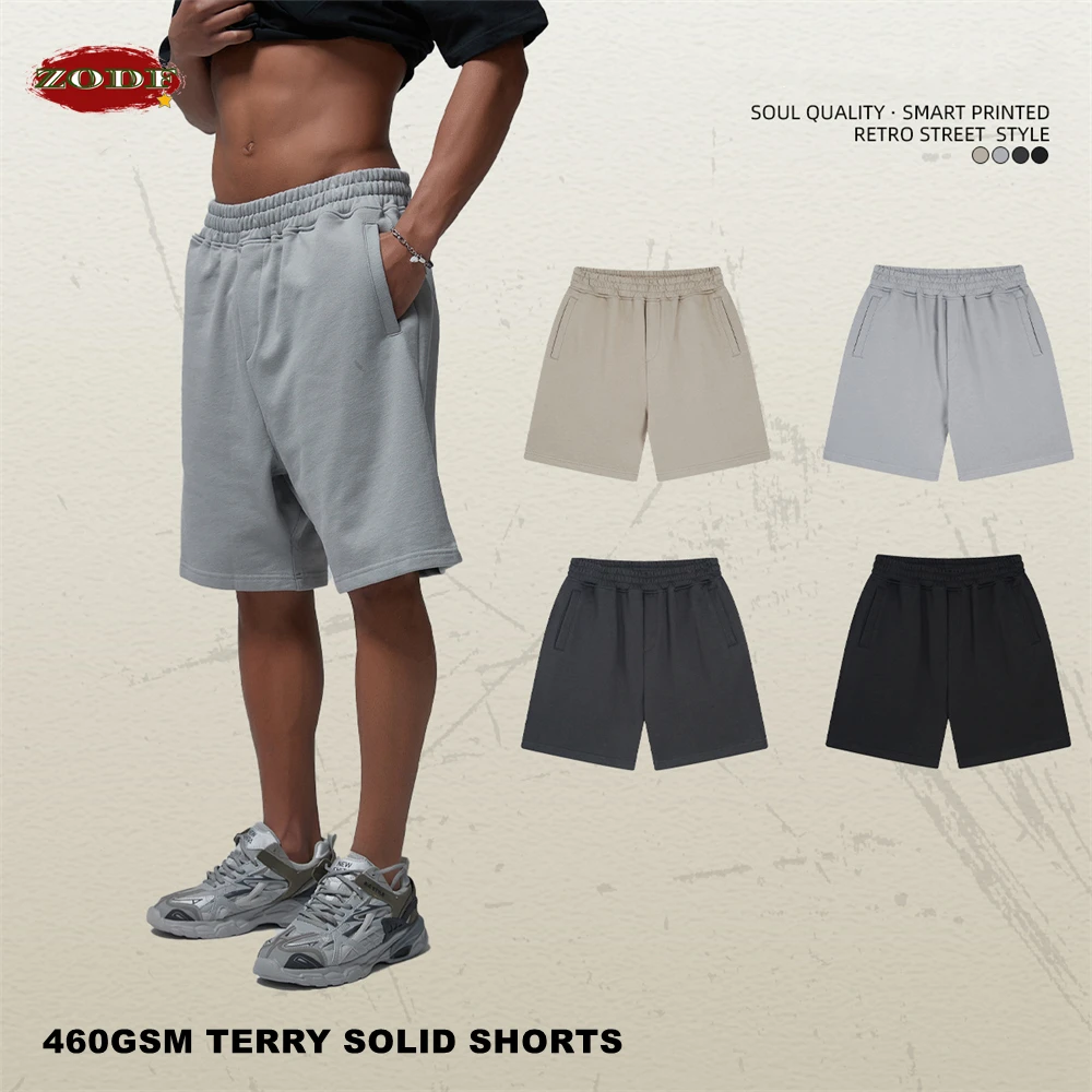 ZODF 2024 Men Summer 410gsm Solid Shorts Unisex Casual Loose Terry Fabric Short Pants Brand Bottoms HY0842