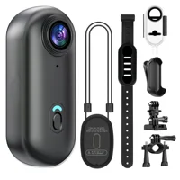 Mini cámara de acción WIFI 4K, grabadora de vídeo portátil POV con pulgar de 128GB con videocámara impermeable IPX7, soporte para casco, Vlogging (negro)