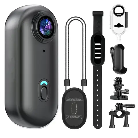 4K Mini WIFI Action Camera 128GB Thumb POV Portable Video Recorder with IPX7 Waterproof Camcorder Helmet Mount Vlogging (Black)