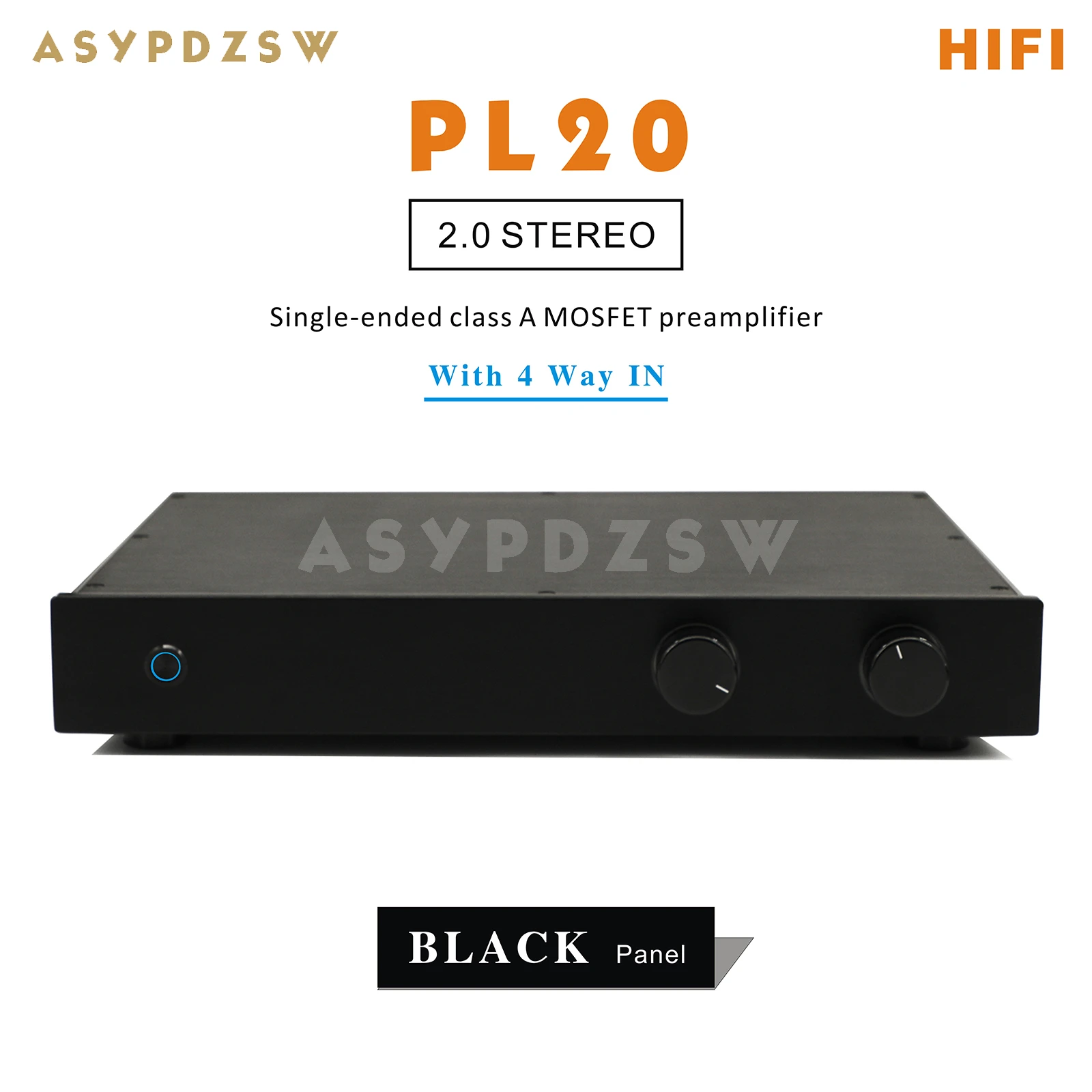 تمرير PL20 HIFI 2.0 مضخم صوت ستيريو أحادي الطرف من فئة A MOSFET مع 4 طرق في