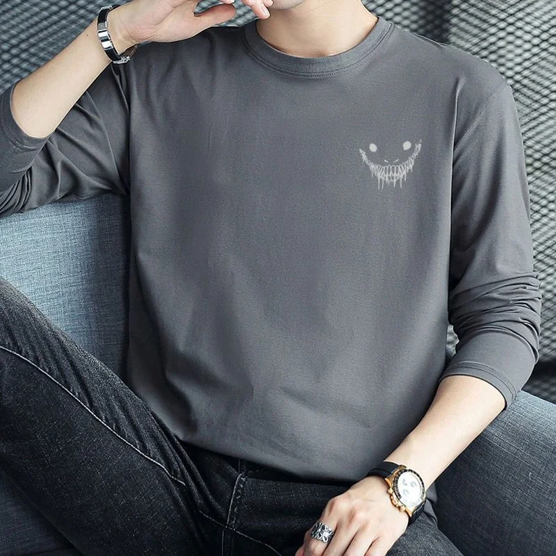 

2024 Men's New Autumn Logo Long Sleeve T-Shirt Fashion Casual Round Neck Printed T-Shirt Top Slim Bottoming Shirt