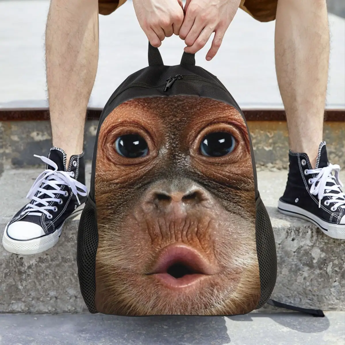 حقيبة ظهر مدرسية كبيرة الوجه للأطفال من Orangutan Monkey حقيبة مدرسية للمشي لمسافات طويلة والسفر حقيبة نهارية للأولاد والبنات حقيبة كتب عصرية حقائب كتف