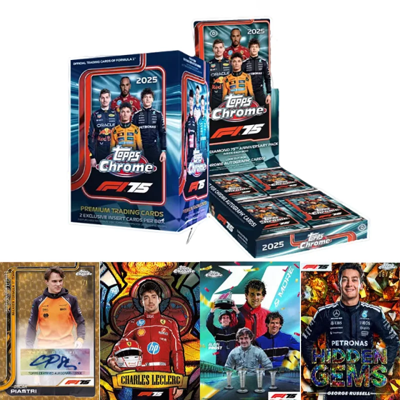 

Коллекционные карточки F1 Topps Chrome 2025: Hobby Box, карточки гонщиков, серия TC, Blaster Box