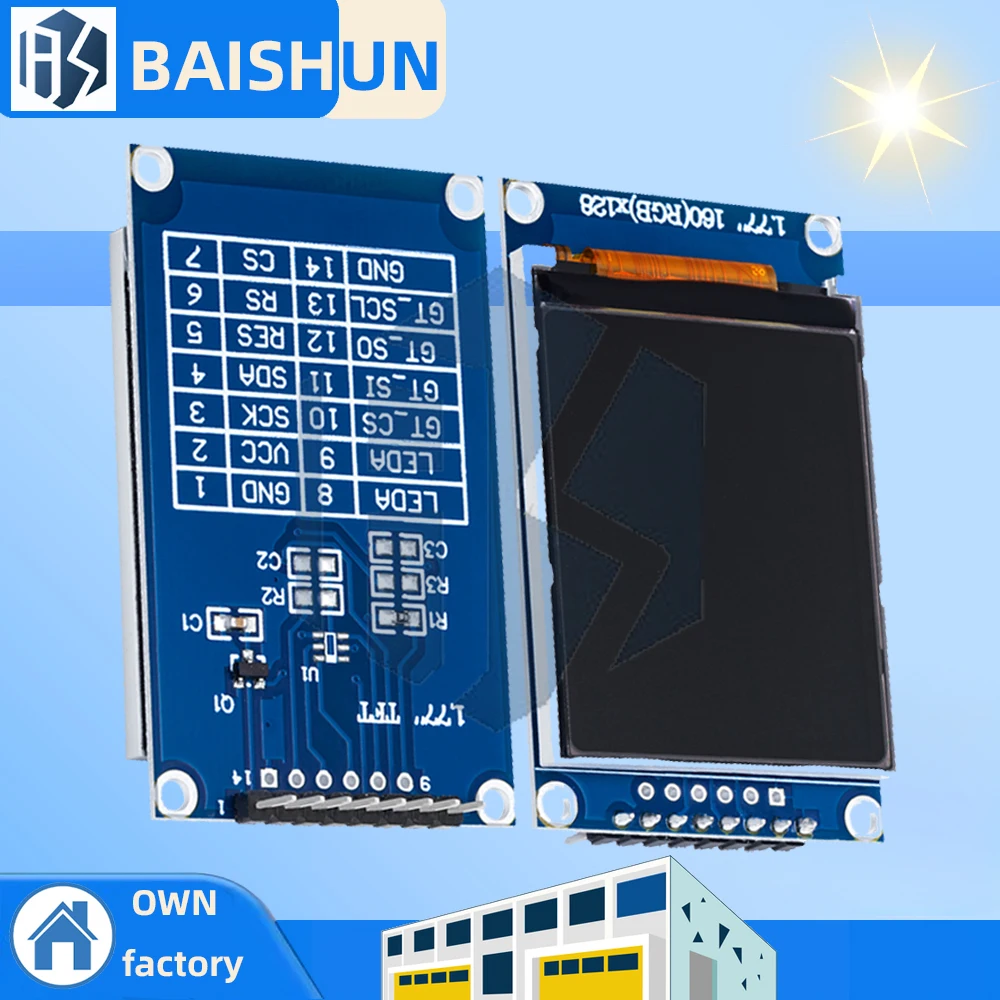 ‌ Módulo de exibição LCD TFT ST7735S de 1,77 polegadas, resolução 128x160, interface SPI, tela colorida para wearable/dispositivos médicos
