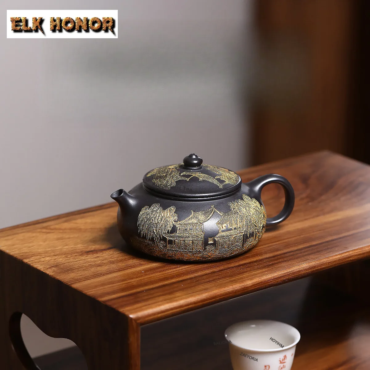 220ml Boutique Yixing Purple Clay Teapots Handmade Cold River Pot Raw Ore Black Mud Kettle Chinese Zisha Tea Set Decoration Gift