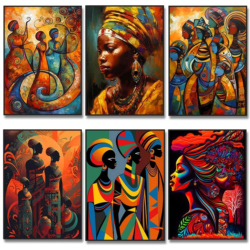 Abstract African Art Black Women Posters and Prints Canvas Painting Mural Wall Art Picture for Modern Living Room Home Decor Abstract African Art Black Women Posters and Prints Canvas Painting Mural Wall Art Picture for Modern Living Room Home Decor