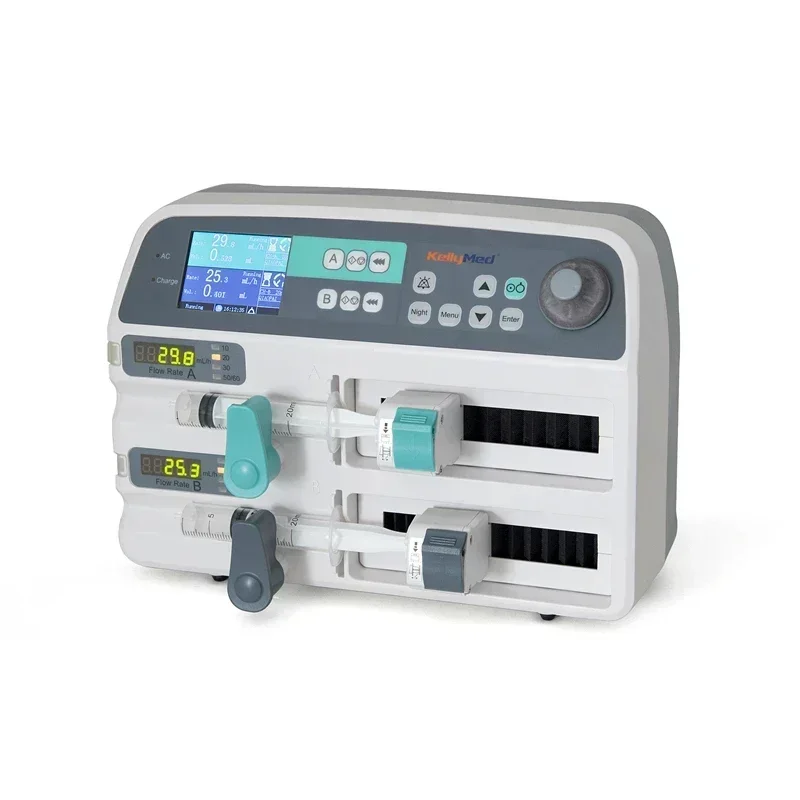 Dual channel high quality portable syringe infusion pump for veterinary