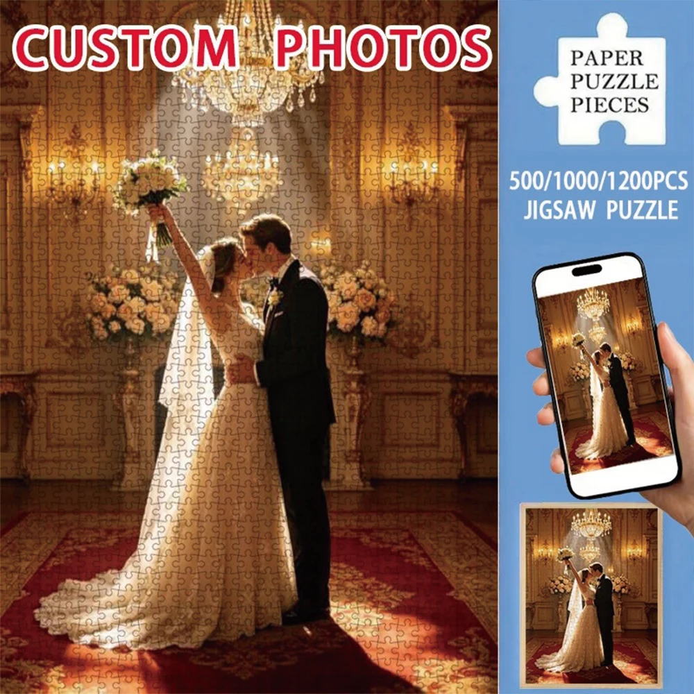 35/300/500/1000pcs Personalized Custom Photo Puzzle Wedding Photos Assembling Picture