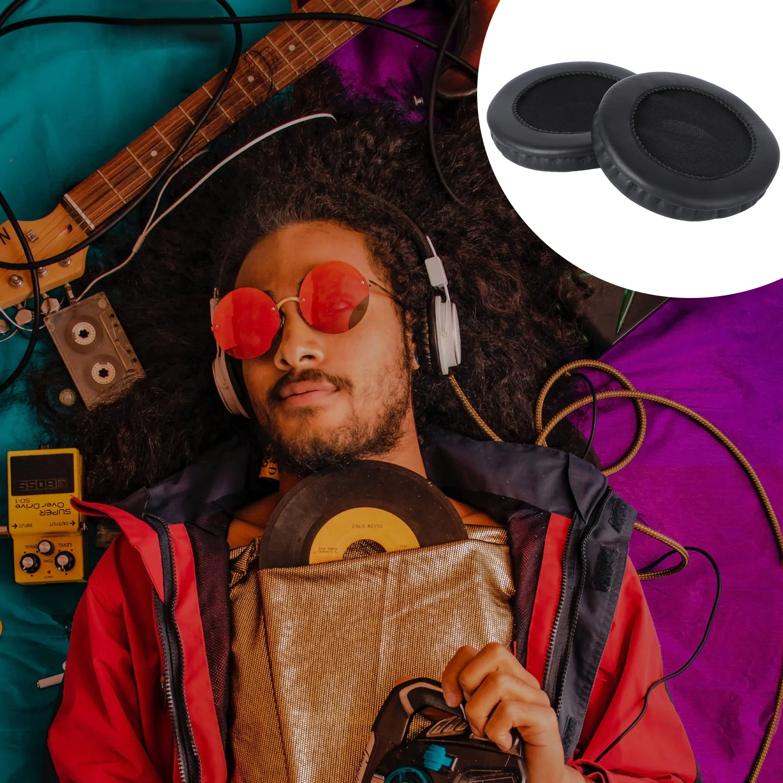 

1 Pair Black Pu Replacement Ear Pads For Mdr-V700Dj V500Dj Headphones Compatible With Pioneer Hdj1000 2000 Hd205