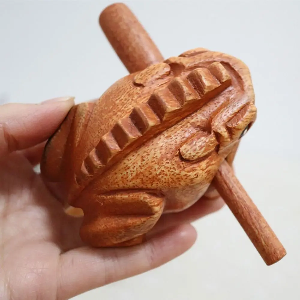 Portable Wooden Frog Guiro Rasp Handcrafted Lucky Frog Musical Instrument Lucky Frog Crafts Home Office Desk Decor