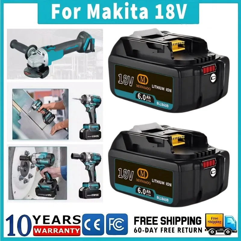 

6 Ач для Makita, аккумулятор 18 В, 18650, литий-ионный аккумулятор, сменный аккумулятор для электроинструментов Makita BL1830 BL1860 BL1890 LXT400