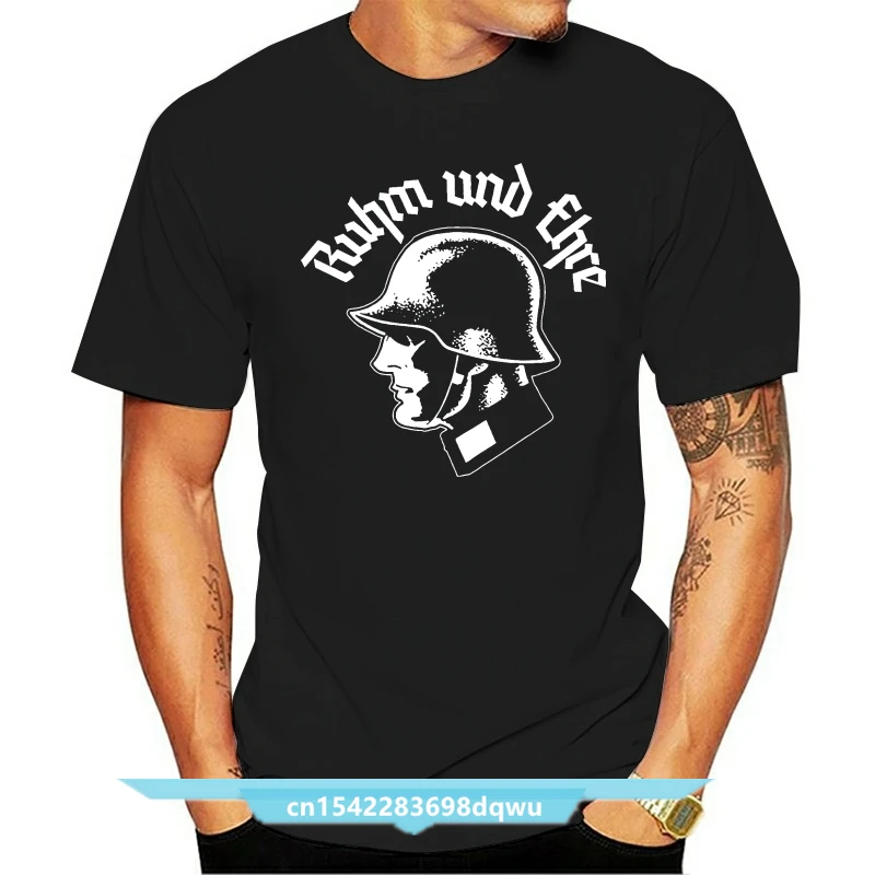 T Shirt Pria Ruhm Und Ehre Wehrmacht WW2 Deutschland Reichsadler Neu Schwarz T-shirt Grafis Wanita