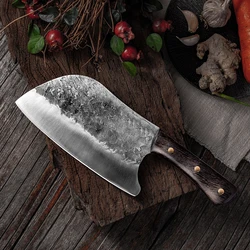 Kitchen Butcher Knife Handmade Full Tang Forged High-carbon Steel Wood Handle Kitchen Knives Chef Cleaver Boning Fillet Knife