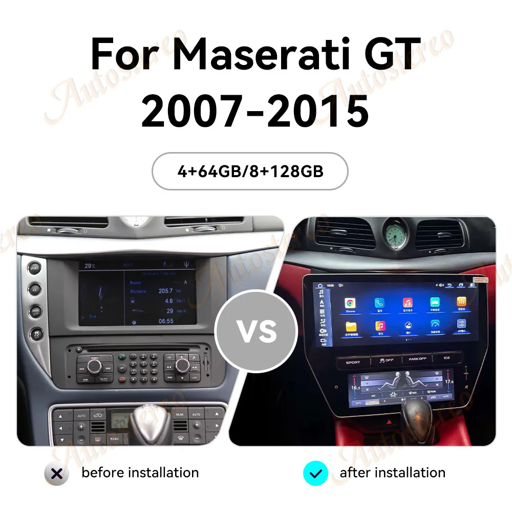 Dual Screen Carplay Android Auto Stereo For Maserati GT/GC Gran Turismo 2007-2017 Multimedia Player Car GPS Navigation Media