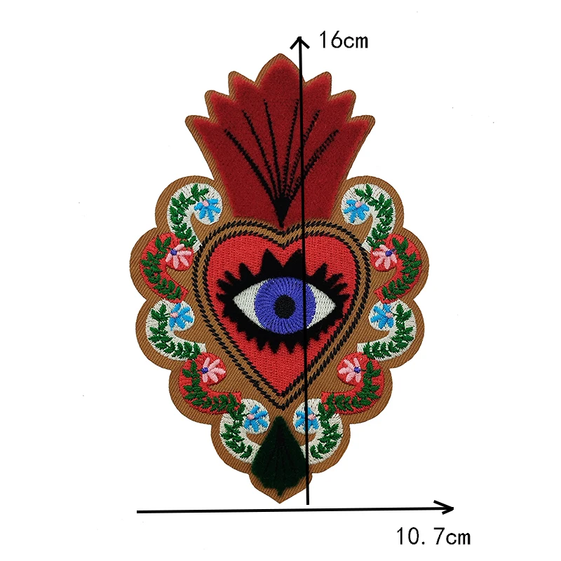 New Embroidery Flower Conflagration Love Heart Eyes Patches Iron on For Jackets Loose Coat Clothing Accessories