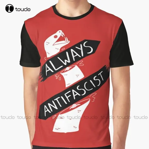 Always Antifascist Ride Flag Social Justice Graphic T-Shirt Custom Aldult Teen Unisex Digital Printing Tee Shirts Christmas Gift