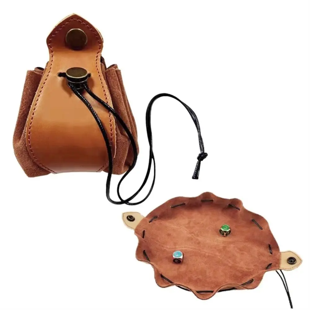 Fashion Role Playing Gambling Tool Storage Pouch Dice Bag Tray Coin Purse Leather Drawstring Pouch Board Game