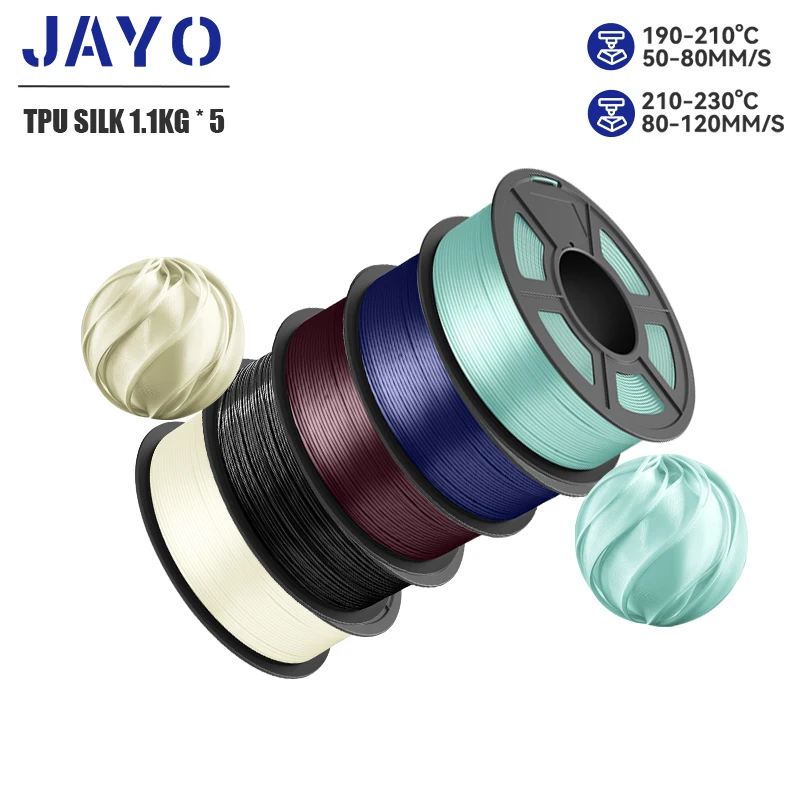 Imagem -02 - Jayo Filamento de Impressora 3d 1.75 mm Seda Tpu Seda Pla Plus Seda Rolos 2.5kg 5.5kg 100 sem Bolha Fdm Materiais de Impressora 3d Presente Diy