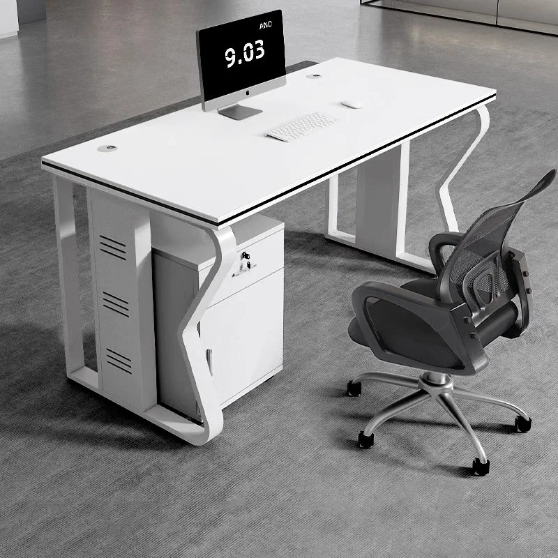 fe-Study Modern Office Desk Computer Gaming Standing Drawer White Luxury Design Office Desk Display Ufficio Commercial Furniture