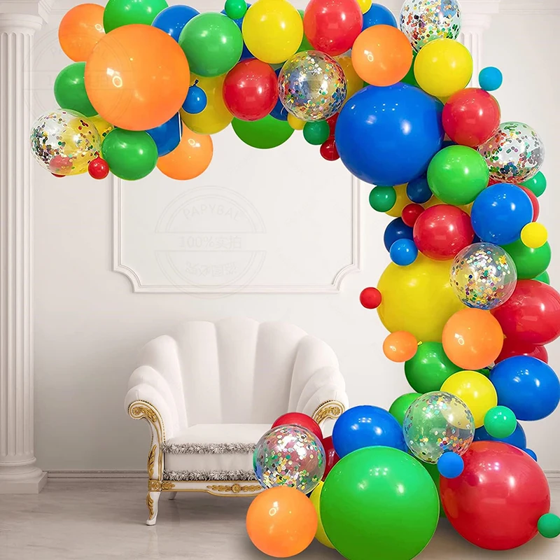 118Pcs Balloons Garland Arch Kit Rianbow Confetti Balloons Latex Balloons for Boys Birthday Party Wedding Party Decorations