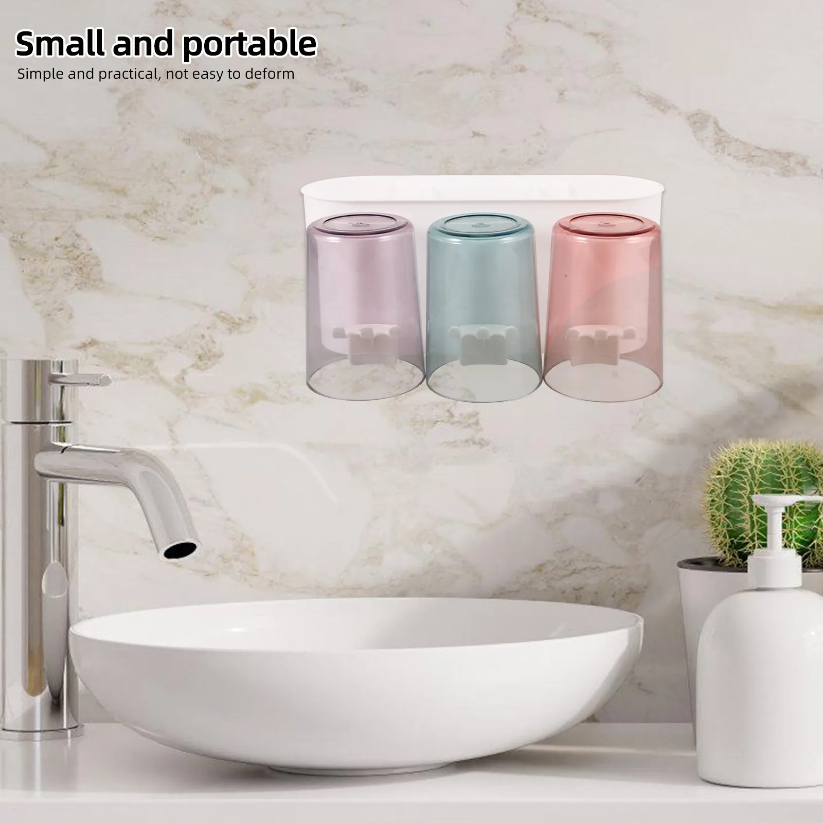 1Set Punch Free Wall Mounted Toothbrush Holder Bathroom Storage Rack Toothpaste Holder Toothbrush Cup Drying Organizer Family