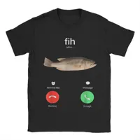 Men's T-Shirts Fih Calling Remind Me Message Decline Accept Phone Call Fish Awesome Tees Short Sleeve T Shirts Clothing