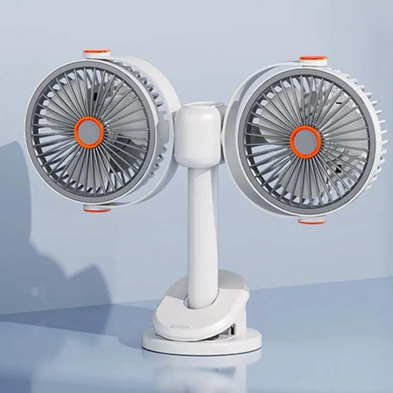 

AT28-Night Light And Clip Equipped Dual Head Control USB Mini Fan For Office And Outdoor Use